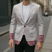 Samoa Siapo Red Trimmed Blazer Samoa White Sunday LT01 - Polynesian Pride