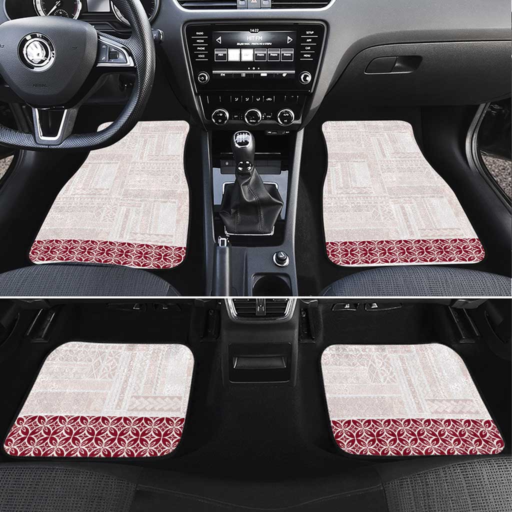 Samoa Siapo Red Trimmed Car Mats Samoa White Sunday - Polynesian Pride