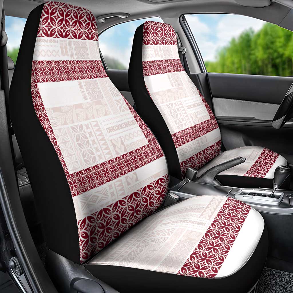 Samoa Siapo Red Trimmed Car Seat Cover Samoa White Sunday - Polynesian Pride