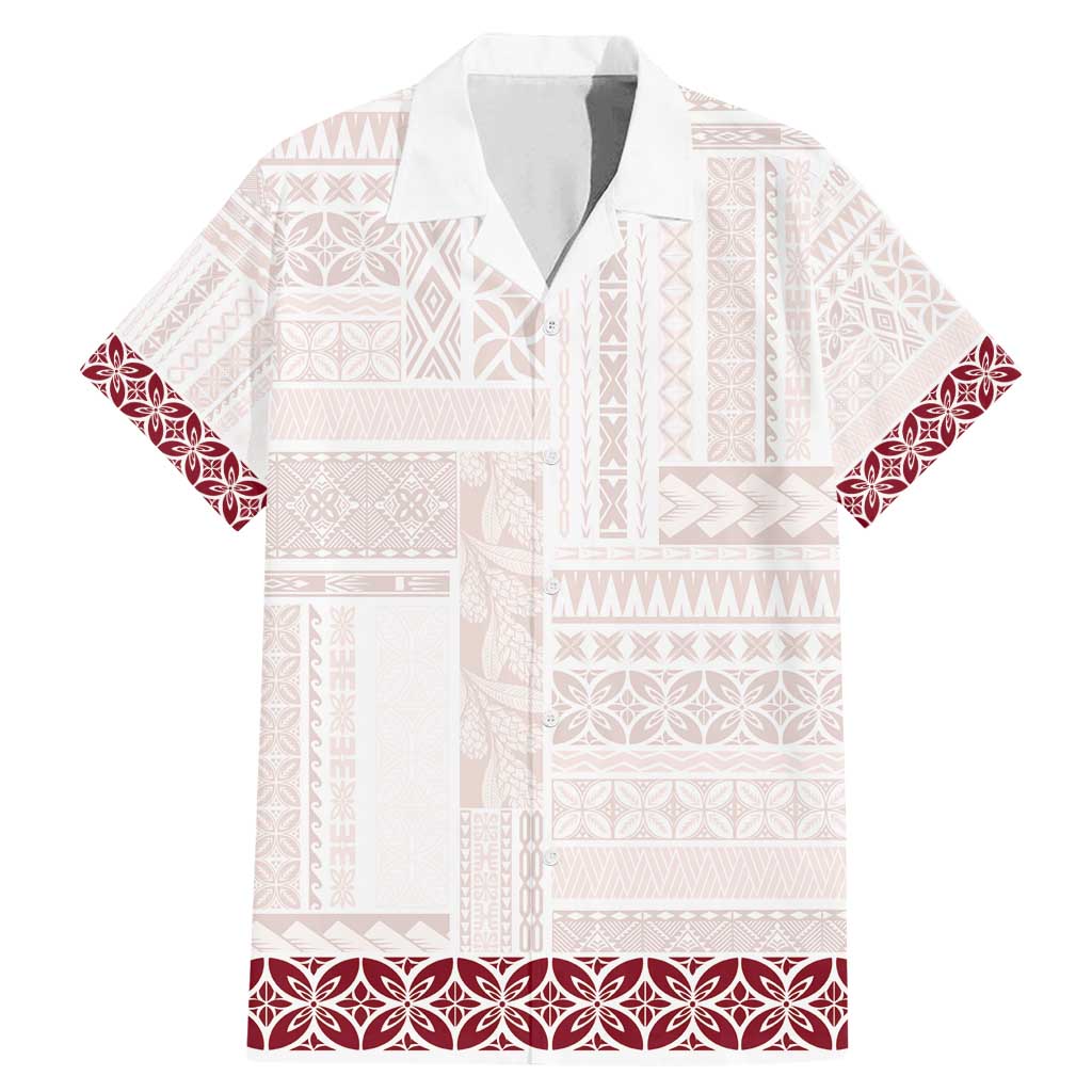 Samoa Siapo Red Trimmed Family Matching Mermaid Dress and Hawaiian Shirt Samoa White Sunday - Polynesian Pride