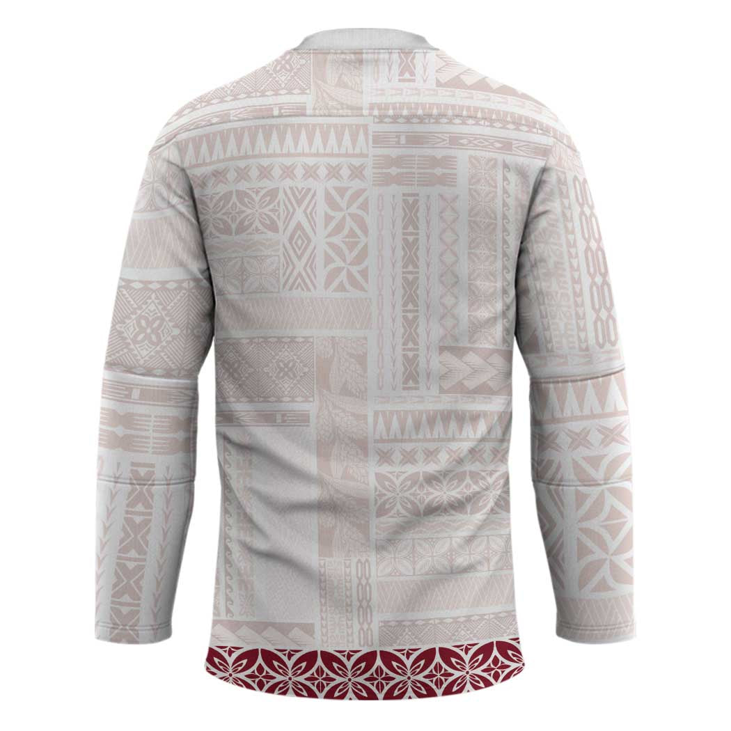Samoa Siapo Red Trimmed Hockey Jersey Samoa White Sunday LT01 - Polynesian Pride