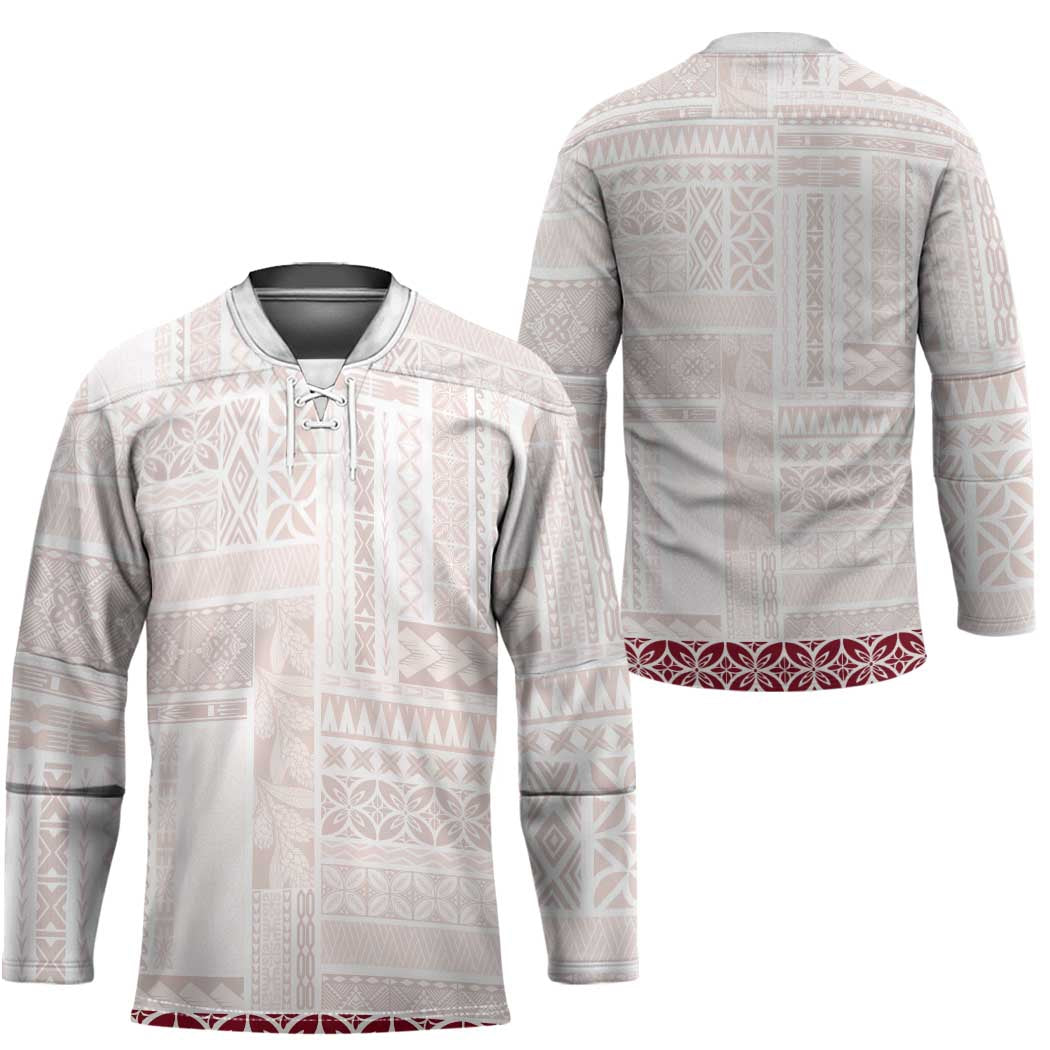 Samoa Siapo Red Trimmed Hockey Jersey Samoa White Sunday LT01 - Polynesian Pride