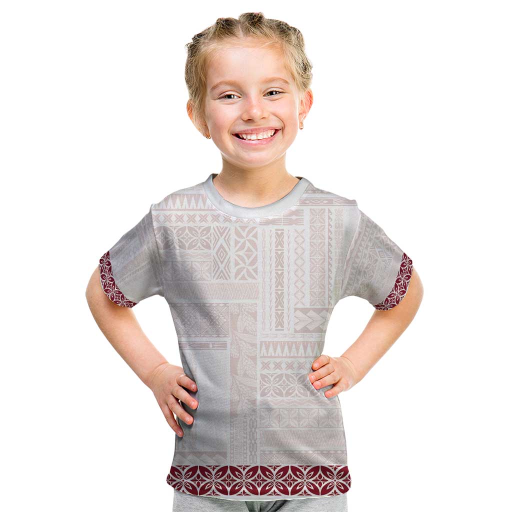 Samoa Siapo Red Trimmed Kid T Shirt Samoa White Sunday - Polynesian Pride