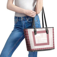 Samoa Siapo Red Trimmed Leather Tote Bag Samoa White Sunday - Polynesian Pride