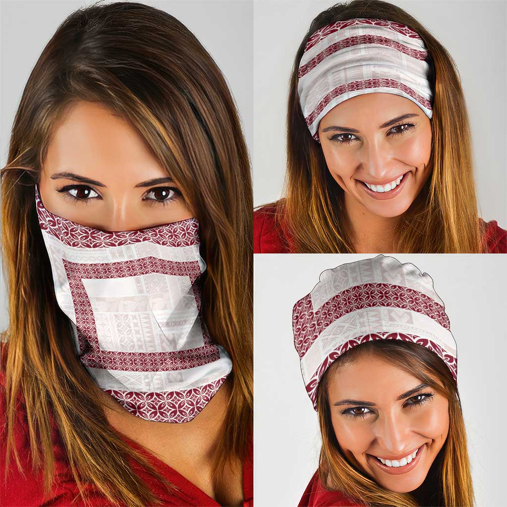 Samoa Siapo Red Trimmed Neck Gaiter Samoa White Sunday LT01 - Polynesian Pride