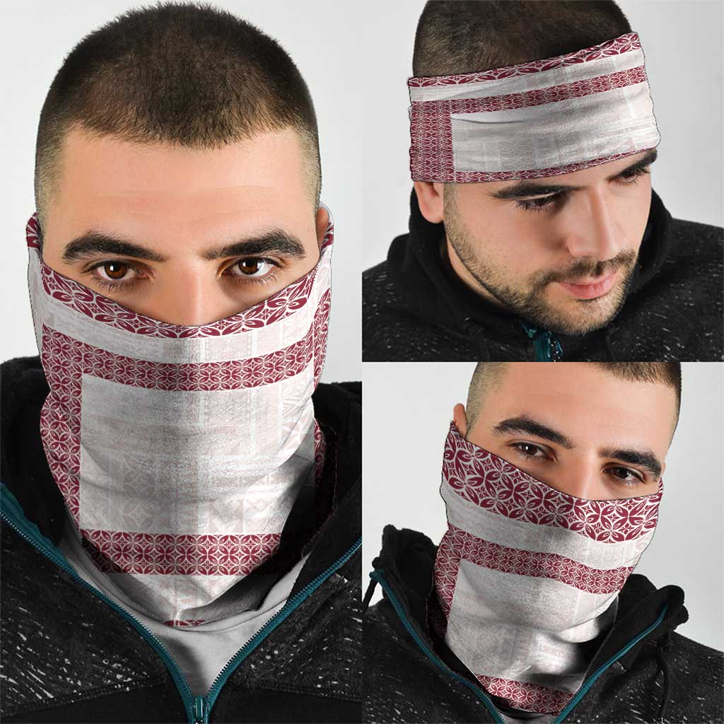 Samoa Siapo Red Trimmed Neck Gaiter Samoa White Sunday LT01 - Polynesian Pride