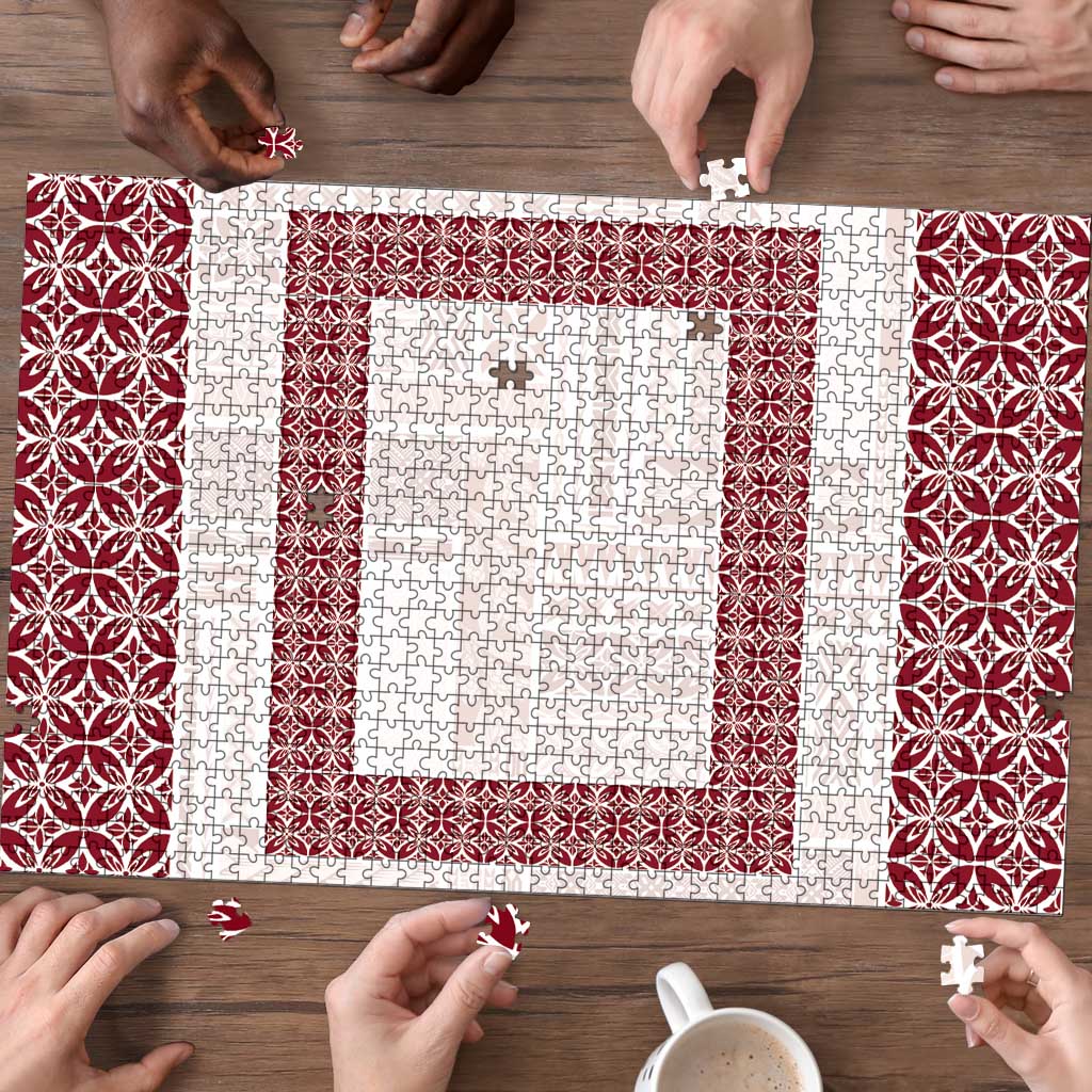 Samoa Siapo Red Trimmed Puzzle Samoa White Sunday LT01 - Polynesian Pride