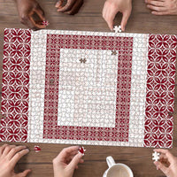 Samoa Siapo Red Trimmed Puzzle Samoa White Sunday LT01 - Polynesian Pride