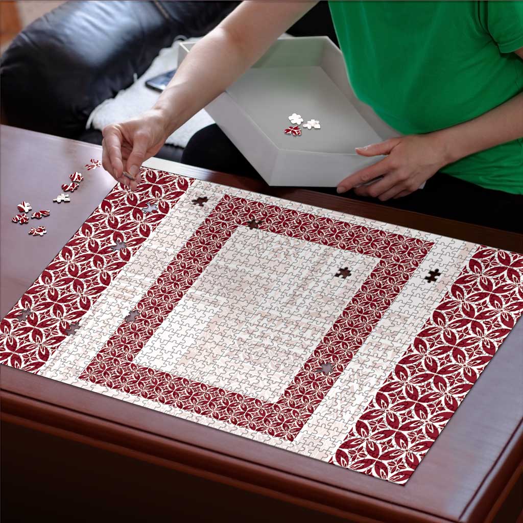Samoa Siapo Red Trimmed Puzzle Samoa White Sunday LT01 - Polynesian Pride