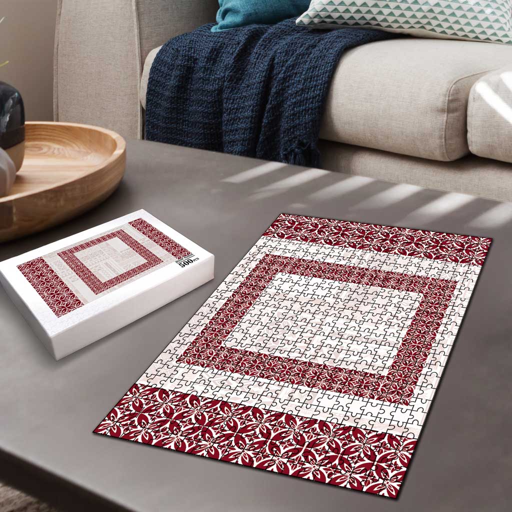 Samoa Siapo Red Trimmed Puzzle Samoa White Sunday LT01 - Polynesian Pride