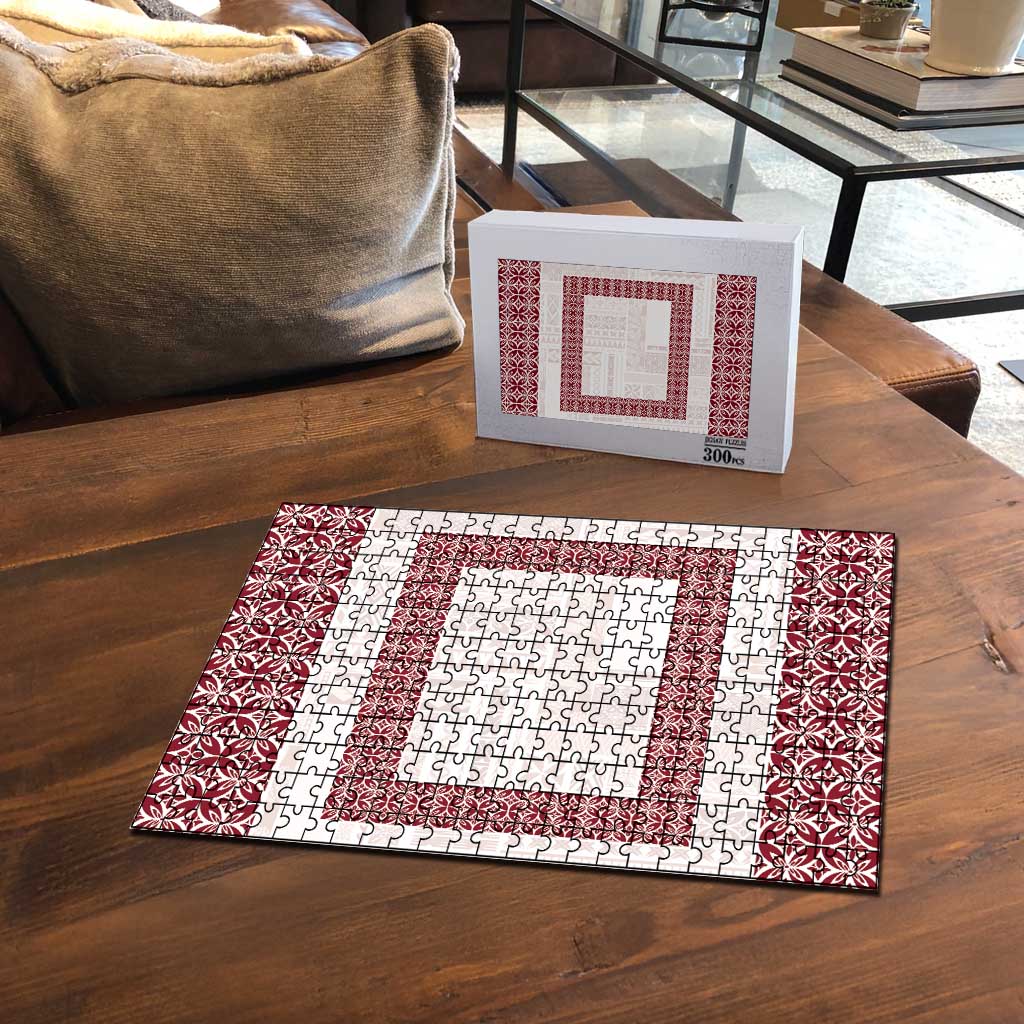 Samoa Siapo Red Trimmed Puzzle Samoa White Sunday LT01 - Polynesian Pride