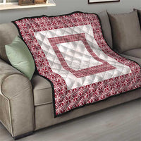 Samoa Siapo Red Trimmed Quilt Samoa White Sunday - Polynesian Pride