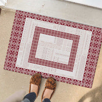 Samoa Siapo Red Trimmed Rubber Doormat Samoa White Sunday - Polynesian Pride