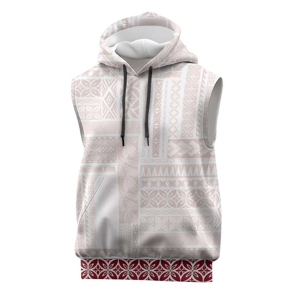 Samoa Siapo Red Trimmed Sleeveless Hoodie Samoa White Sunday LT01 Red - Polynesian Pride