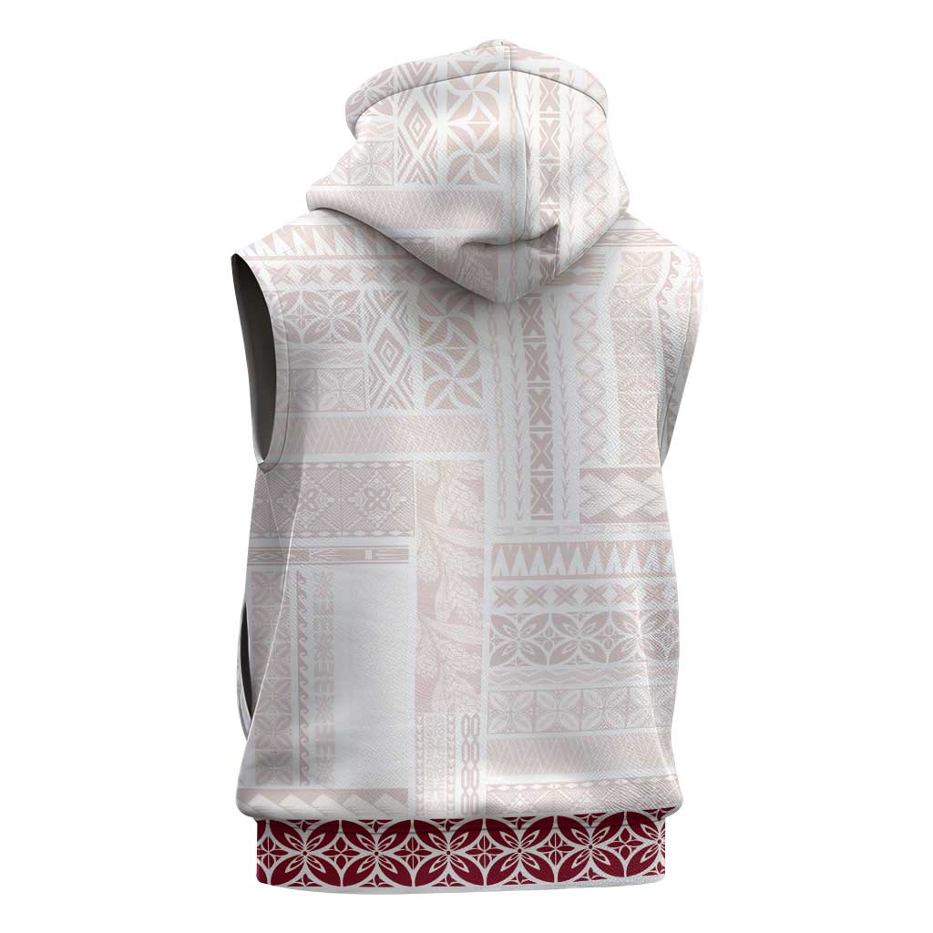 Samoa Siapo Red Trimmed Sleeveless Hoodie Samoa White Sunday LT01 - Polynesian Pride