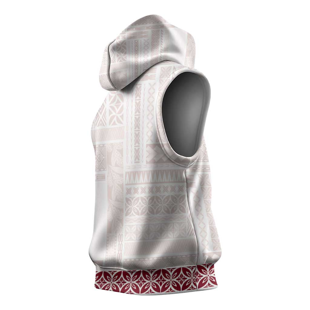 Samoa Siapo Red Trimmed Sleeveless Hoodie Samoa White Sunday LT01 - Polynesian Pride