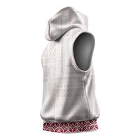 Samoa Siapo Red Trimmed Sleeveless Hoodie Samoa White Sunday LT01 - Polynesian Pride