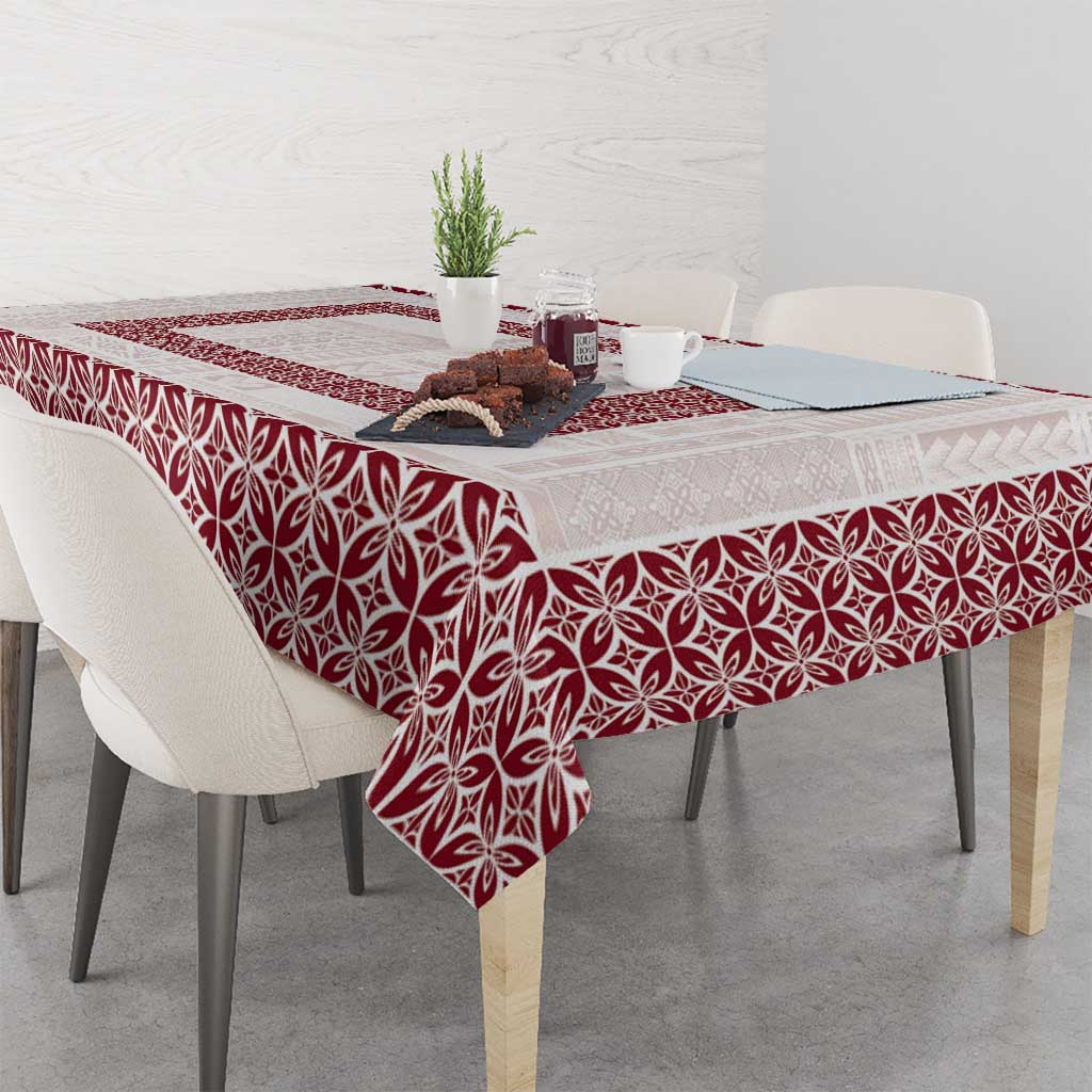 Samoa Siapo Red Trimmed Tablecloth Samoa White Sunday - Polynesian Pride