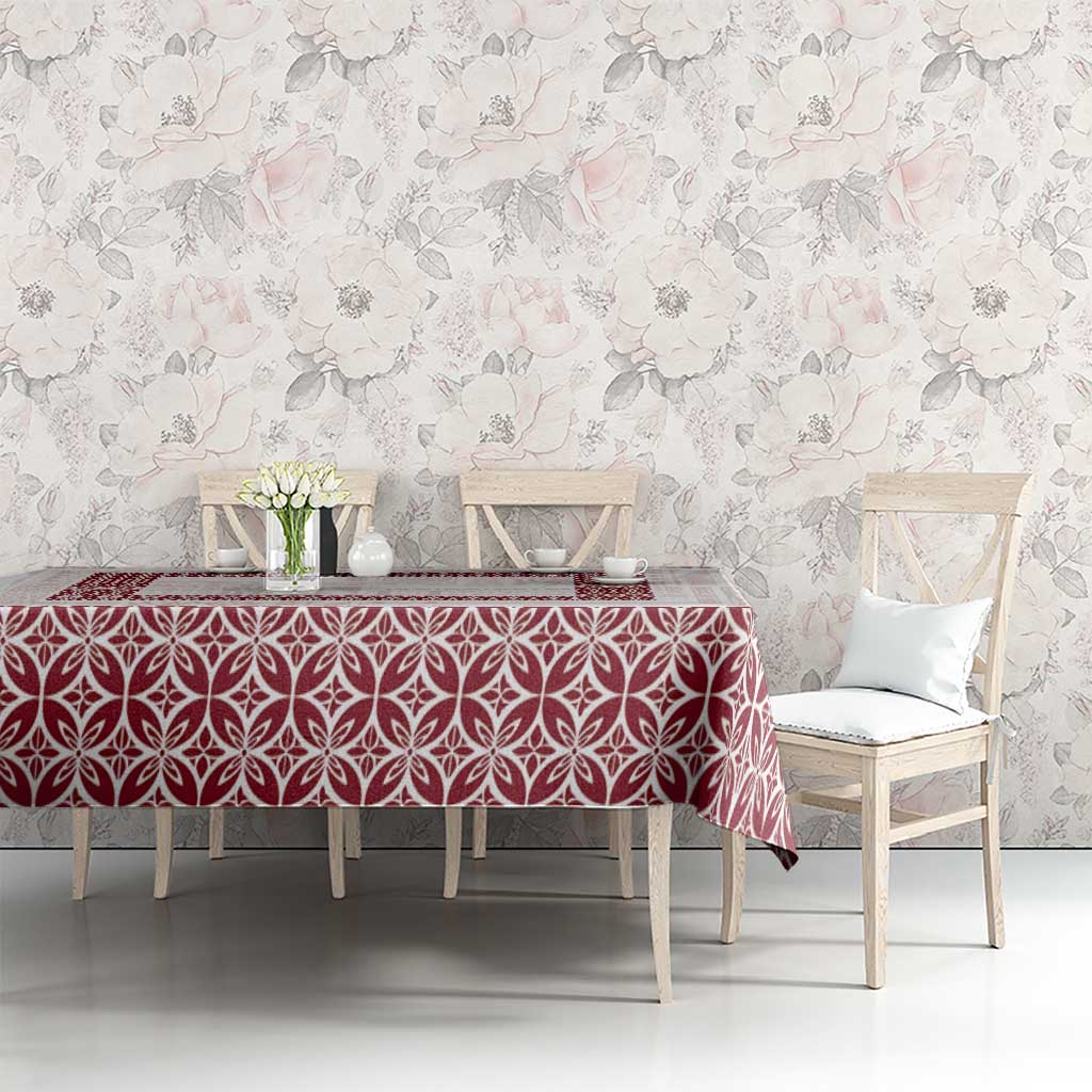 Samoa Siapo Red Trimmed Tablecloth Samoa White Sunday - Polynesian Pride