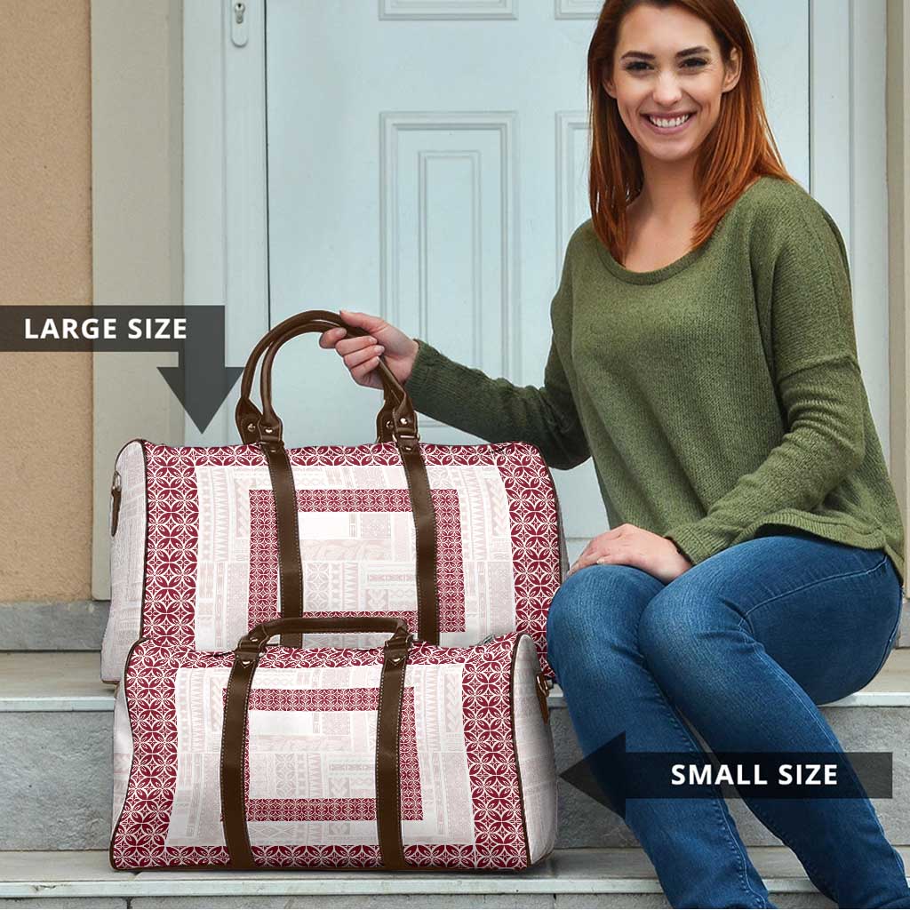 Samoa Siapo Red Trimmed Travel Bag Samoa White Sunday - Polynesian Pride
