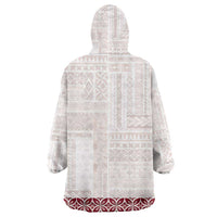 Samoa Siapo Red Trimmed Wearable Blanket Hoodie Samoa White Sunday - Polynesian Pride