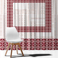 Samoa Siapo Red Trimmed Window Curtain Samoa White Sunday - Polynesian Pride