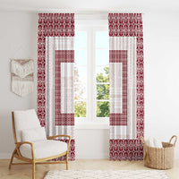 Samoa Siapo Red Trimmed Window Curtain Samoa White Sunday - Polynesian Pride