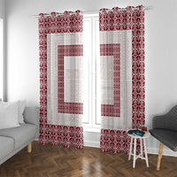Samoa Siapo Red Trimmed Window Curtain Samoa White Sunday - Polynesian Pride