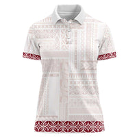 Samoa Siapo Red Trimmed Women Polo Shirt Samoa White Sunday - Polynesian Pride
