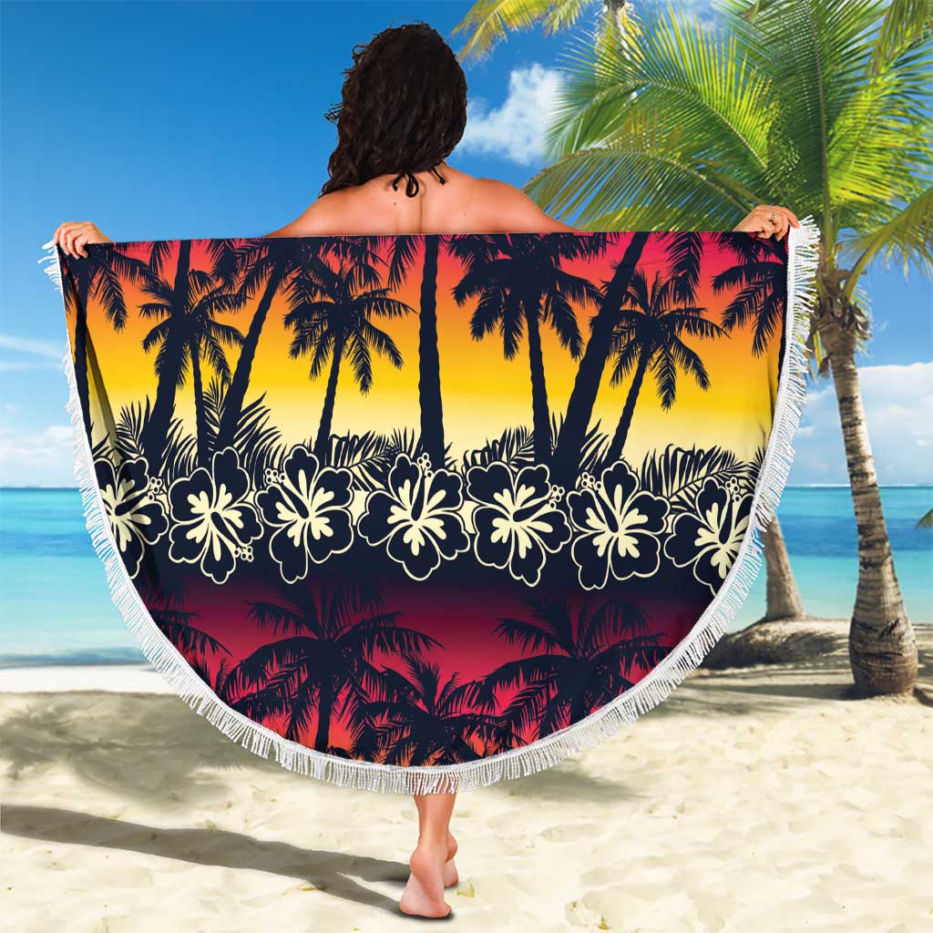 Hawaii Hibiscus Palm Tree Sunset Beach Blanket Tropical Style - Polynesian Pride