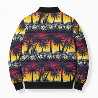 Hawaii Hibiscus Palm Tree Sunset Bomber Puffer Jacket Tropical Style - Polynesian Pride