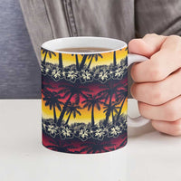 Hawaii Hibiscus Palm Tree Sunset Ceramic Mug Tropical Style - Polynesian Pride