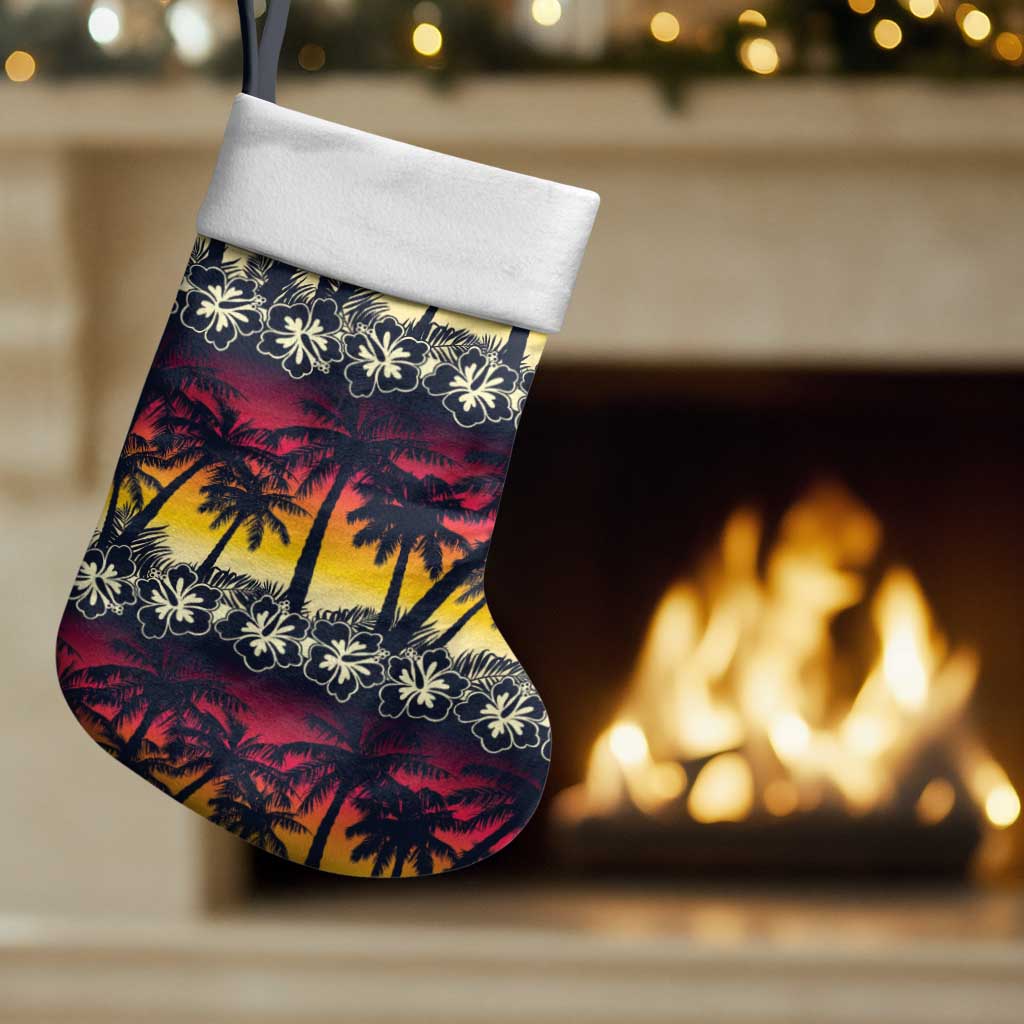 Hawaii Hibiscus Palm Tree Sunset Christmas Stocking Tropical Style - Polynesian Pride