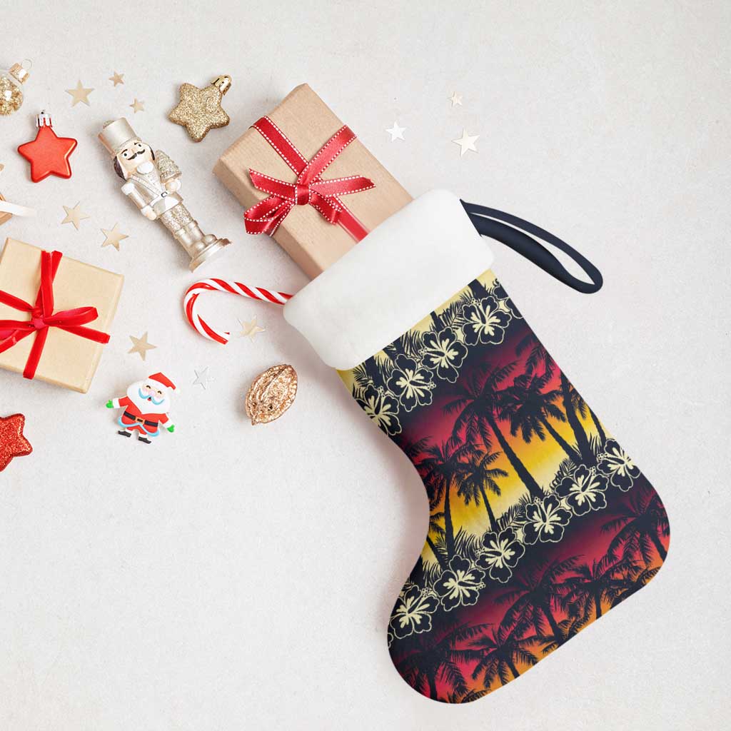 Hawaii Hibiscus Palm Tree Sunset Christmas Stocking Tropical Style - Polynesian Pride