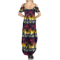 Hawaii Hibiscus Palm Tree Sunset Family Matching Summer Maxi Dress and Hawaiian Shirt Tropical Style - Polynesian Pride