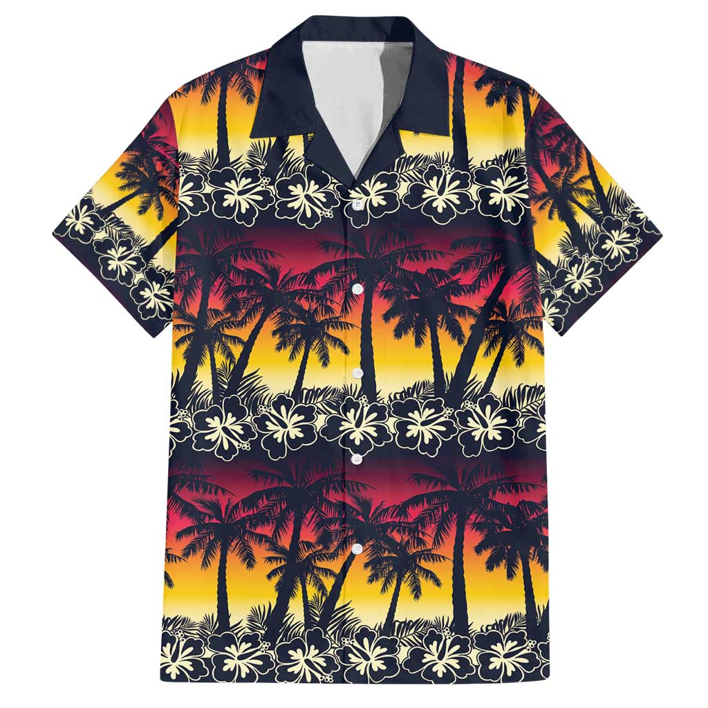 Hawaii Hibiscus Palm Tree Sunset Family Matching Tank Maxi Dress and Hawaiian Shirt Tropical Style - Polynesian Pride