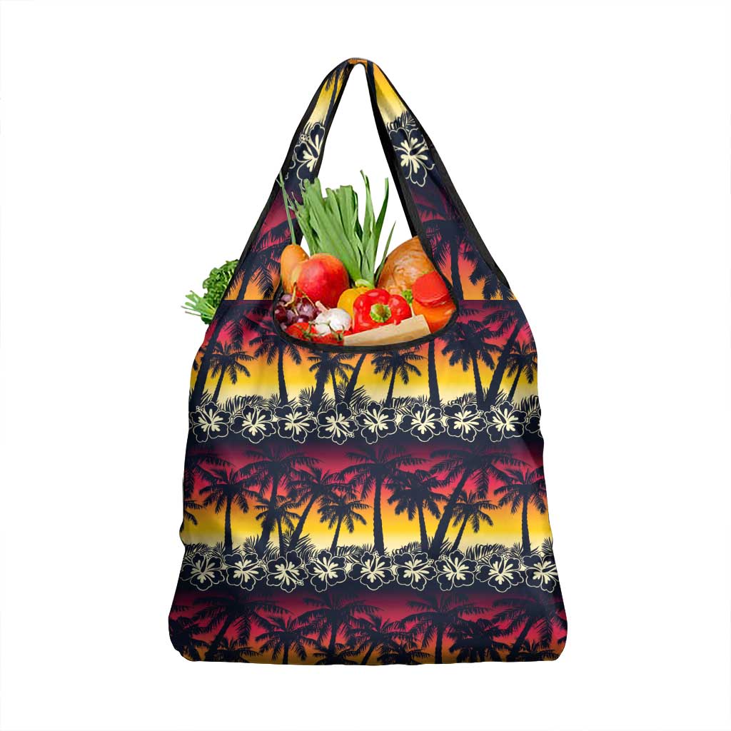 Hawaii Hibiscus Palm Tree Sunset Grocery Bag Tropical Style - Polynesian Pride