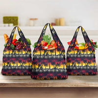 Hawaii Hibiscus Palm Tree Sunset Grocery Bag Tropical Style - Polynesian Pride
