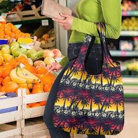 Hawaii Hibiscus Palm Tree Sunset Grocery Bag Tropical Style - Polynesian Pride