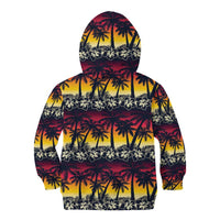 Hawaii Hibiscus Palm Tree Sunset Kid Hoodie Tropical Style - Polynesian Pride
