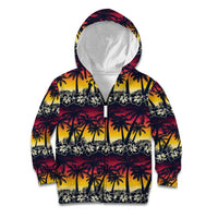 Hawaii Hibiscus Palm Tree Sunset Kid Hoodie Tropical Style - Polynesian Pride