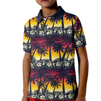 Hawaii Hibiscus Palm Tree Sunset Kid Polo Shirt Tropical Style - Polynesian Pride