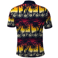 Hawaii Hibiscus Palm Tree Sunset Polo Shirt Tropical Style - Polynesian Pride