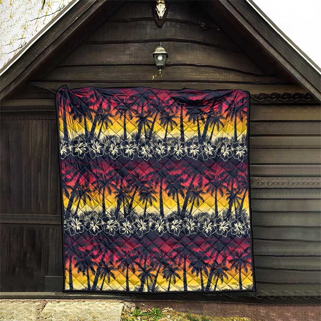 Hawaii Hibiscus Palm Tree Sunset Quilt Tropical Style - Polynesian Pride