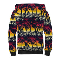 Hawaii Hibiscus Palm Tree Sunset Sherpa Hoodie Tropical Style - Polynesian Pride