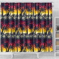 Hawaii Hibiscus Palm Tree Sunset Shower Curtain Tropical Style - Polynesian Pride