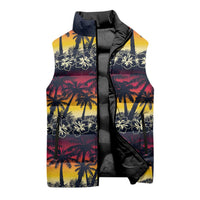 Hawaii Hibiscus Palm Tree Sunset Sleeveless Puffer Jacket Tropical Style - Polynesian Pride