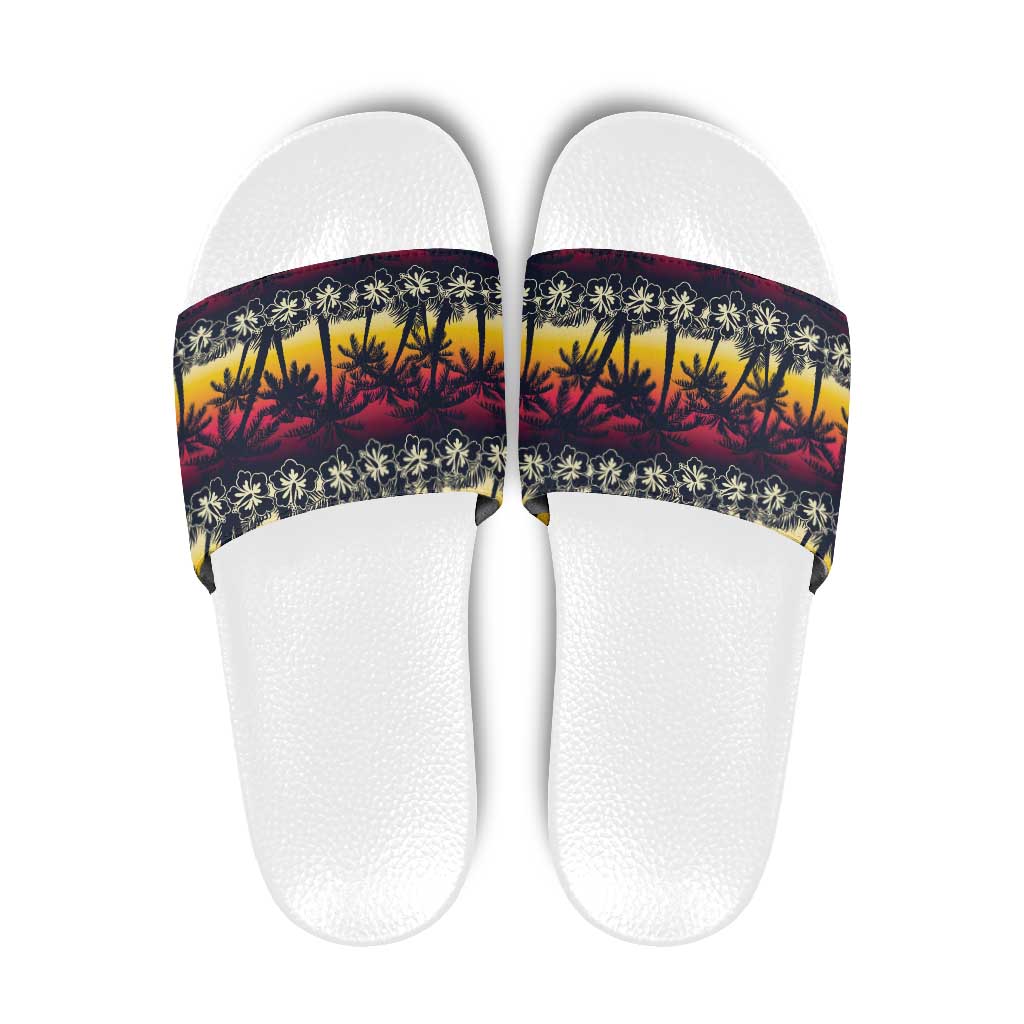 Hawaii Hibiscus Palm Tree Sunset Slide Sandals Tropical Style - Polynesian Pride