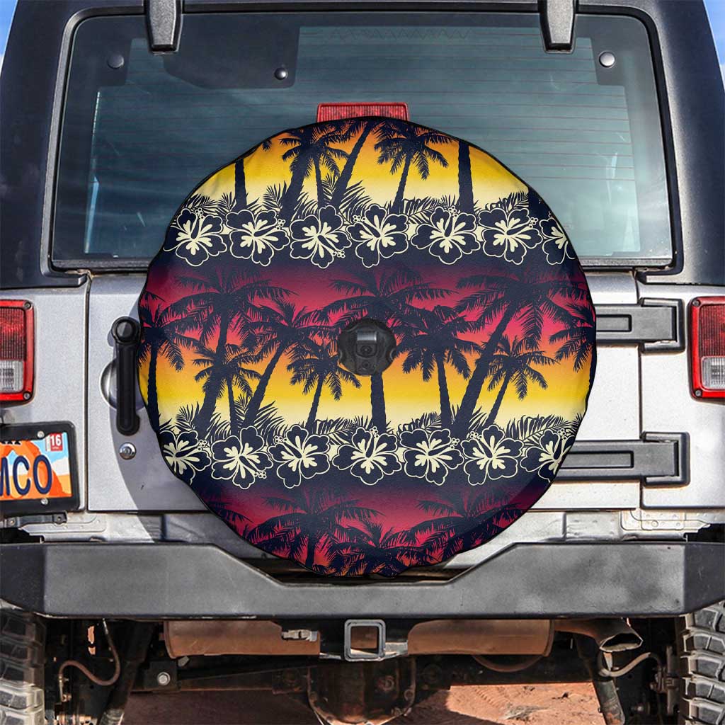 Hawaii Hibiscus Palm Tree Sunset Spare Tire Cover Tropical Style - Polynesian Pride