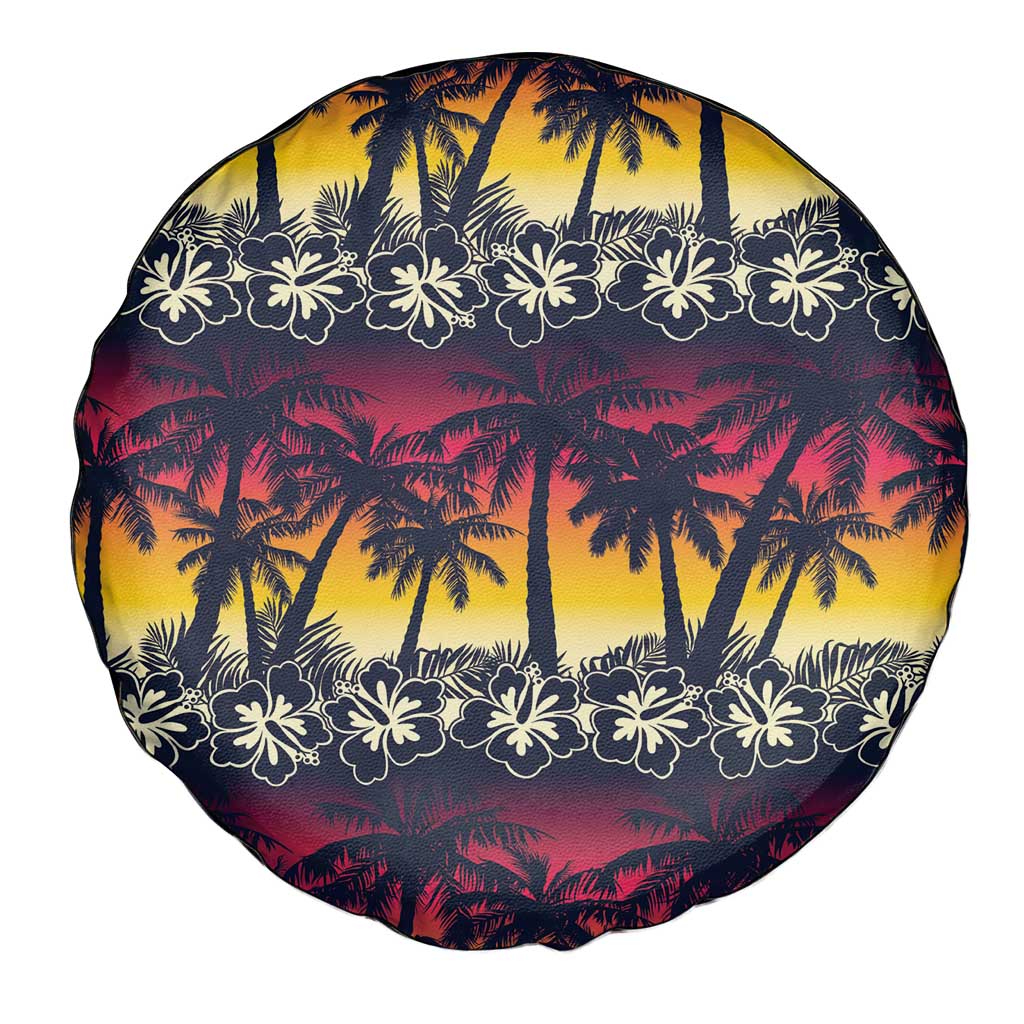Hawaii Hibiscus Palm Tree Sunset Spare Tire Cover Tropical Style - Polynesian Pride